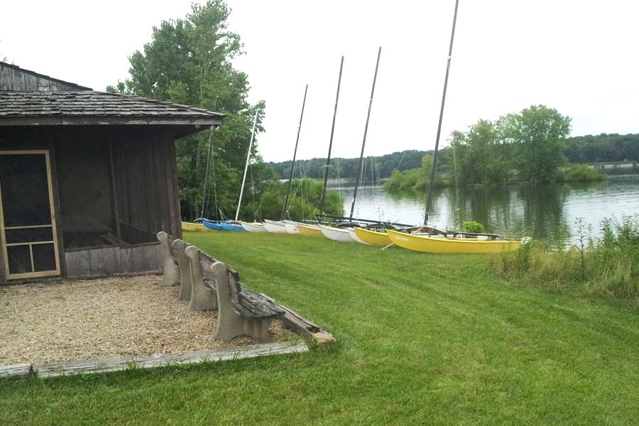 Club House features boats