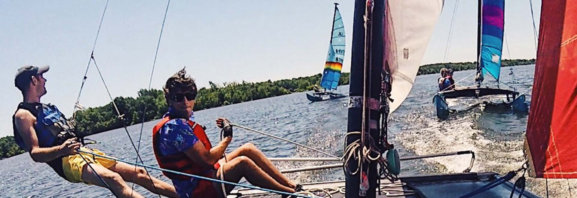 Catamaran sailing with friends